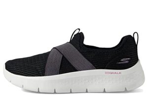 skechers women's go walk flex-lilly sneaker, black/purple, 10.5