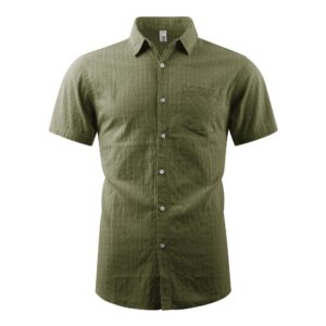 ochenta mens short sleeve button down oxford dress shirt, plaid summer casual tops 3 green 2xl