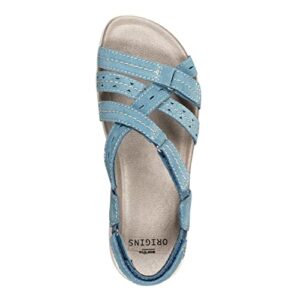 Earth Origins Women’s Sammie, Sandals for Casual, Everyday - Teal - 8 Wide