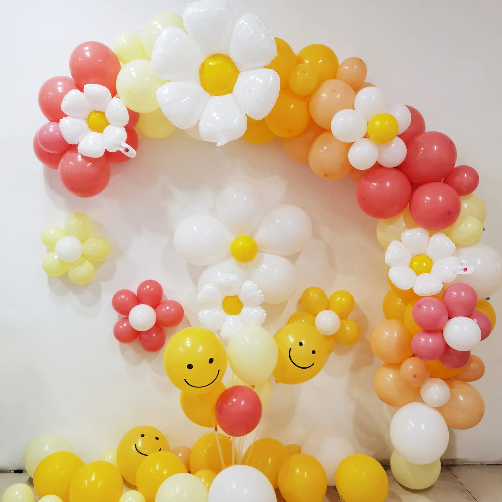 Daisy Party Decorations Set Boho Party Decorations with Happy Birthday Banner Boho Groovy Daisy Flower Balloon Garland Arch for Daisy Retro Hippie Boho Birthday Party Decorations,Groovy Party Supplies