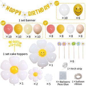 Daisy Party Decorations Set Boho Party Decorations with Happy Birthday Banner Boho Groovy Daisy Flower Balloon Garland Arch for Daisy Retro Hippie Boho Birthday Party Decorations,Groovy Party Supplies