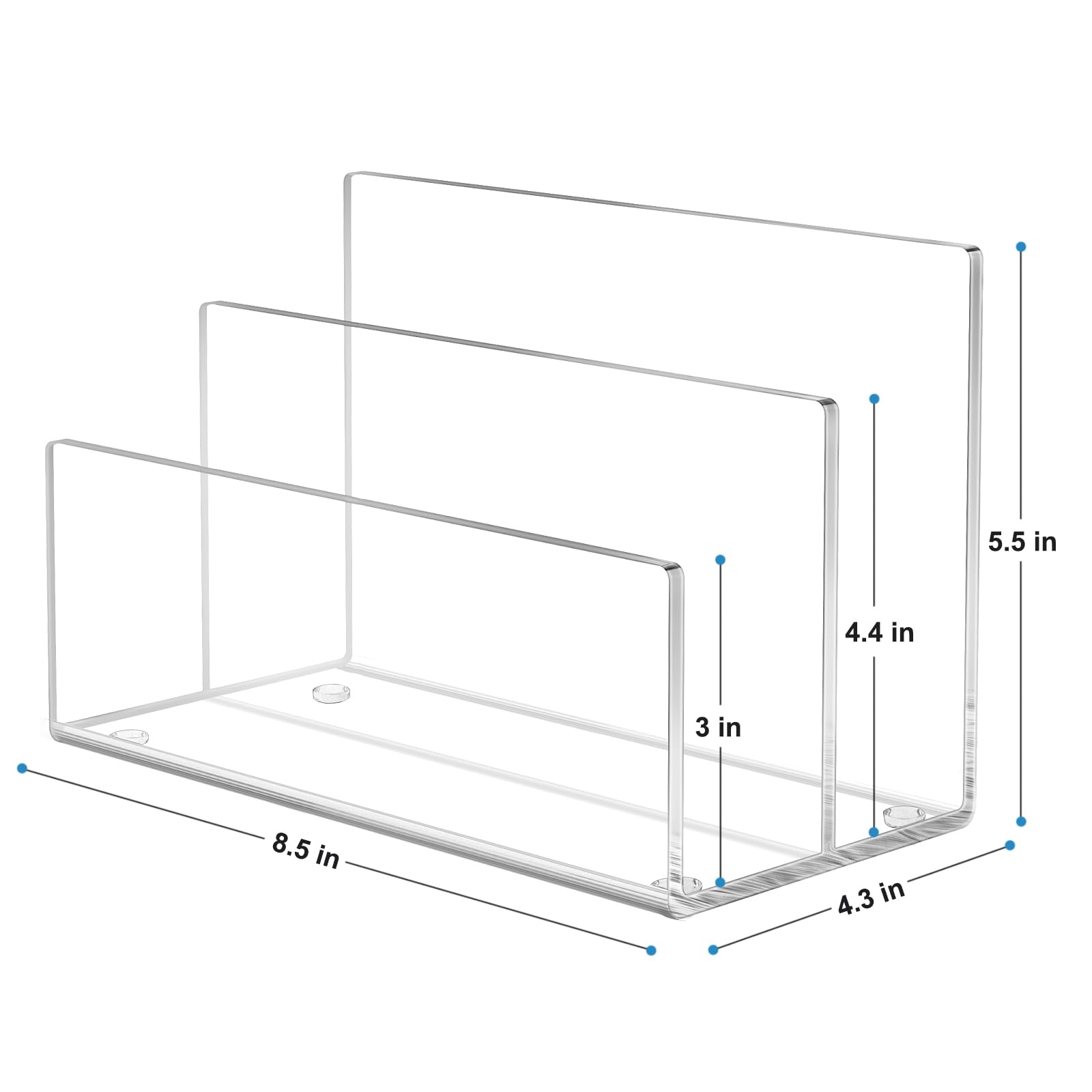 KTRIO 2 Pack Acrylic File Holder 2 Sections File Organizer for Desk, Clear Desk Organizer File Sorter File Folder Holder Mail Organizer Letter Holder for Envelopes, Electronics, Purse Display Stand