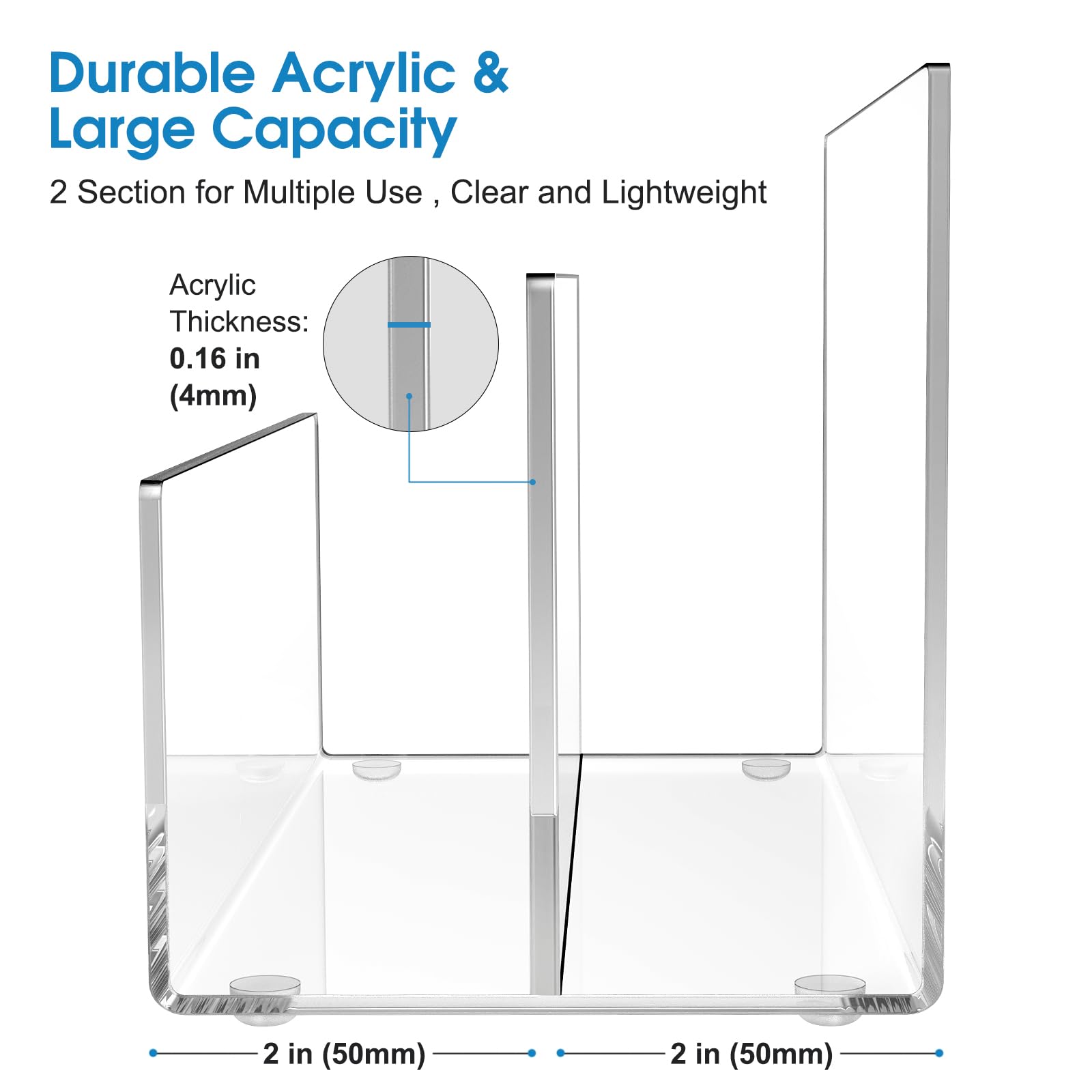 KTRIO 2 Pack Acrylic File Holder 2 Sections File Organizer for Desk, Clear Desk Organizer File Sorter File Folder Holder Mail Organizer Letter Holder for Envelopes, Electronics, Purse Display Stand