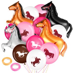 46 pcs horse balloons set cowgirl balloons includes 12 inch horse latex balloon 40 inch foil horse balloons for cowgirl cowboy party decorations birthday party favors baby shower decorations