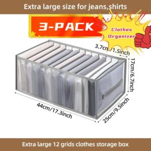 TOSHISON Wardrobe Clothes Organizer, 12 grids Storage, Dresser Drawer Organizers for Clothing,Pants Jeans,T-Shirts,Socks,Skirts,Jeans, Legging,Bra, Underwear for Closet