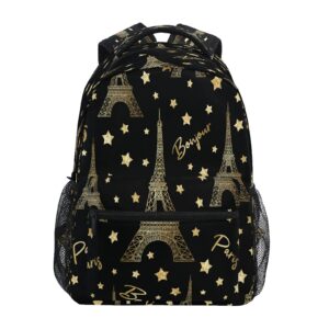 alaza paris eiffel tower france gold black travel laptop backpack business daypack fit 15.6 inch laptops for women men