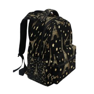 ALAZA Paris Eiffel Tower France Gold Black Travel Laptop Backpack Business Daypack Fit 15.6 Inch Laptops for Women Men