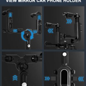 SXhyf Rear View Mirror Phone Holder, 2023 Rotatable and Retractable Car Phone Holder, Universal Car Phone Holder Mount, Cell Phone Holder Car Fit for iPhone 11 12 13 14 Pro Max Samsung All Phone