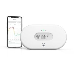 airthings 2989 view radon - radon monitor with humidity & temperature detector - battery powered mobile app, wifi, alerts & notifications