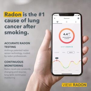 Airthings 2989 View Radon - Radon Monitor with Humidity & Temperature Detector - Battery Powered Mobile APP, WiFi, Alerts & Notifications