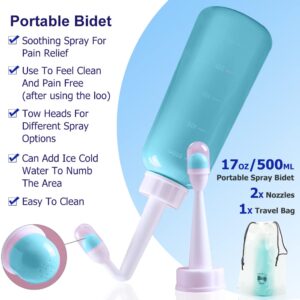 Postpartum Care Bottle, Inverted Nursing Bottle Spray Bottle, Travel Bidet, Woman and Mother and Baby Wash 2 in 1 Handheld Personal Bidet Bottle 500Ml, Resistant to 100ºC, Bonus Bag (Green)