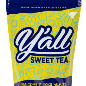 Y'all Sweet Tea - Pack of 10 Perfect Batch Tea Bags - One Gallon Size (Caffeinated)