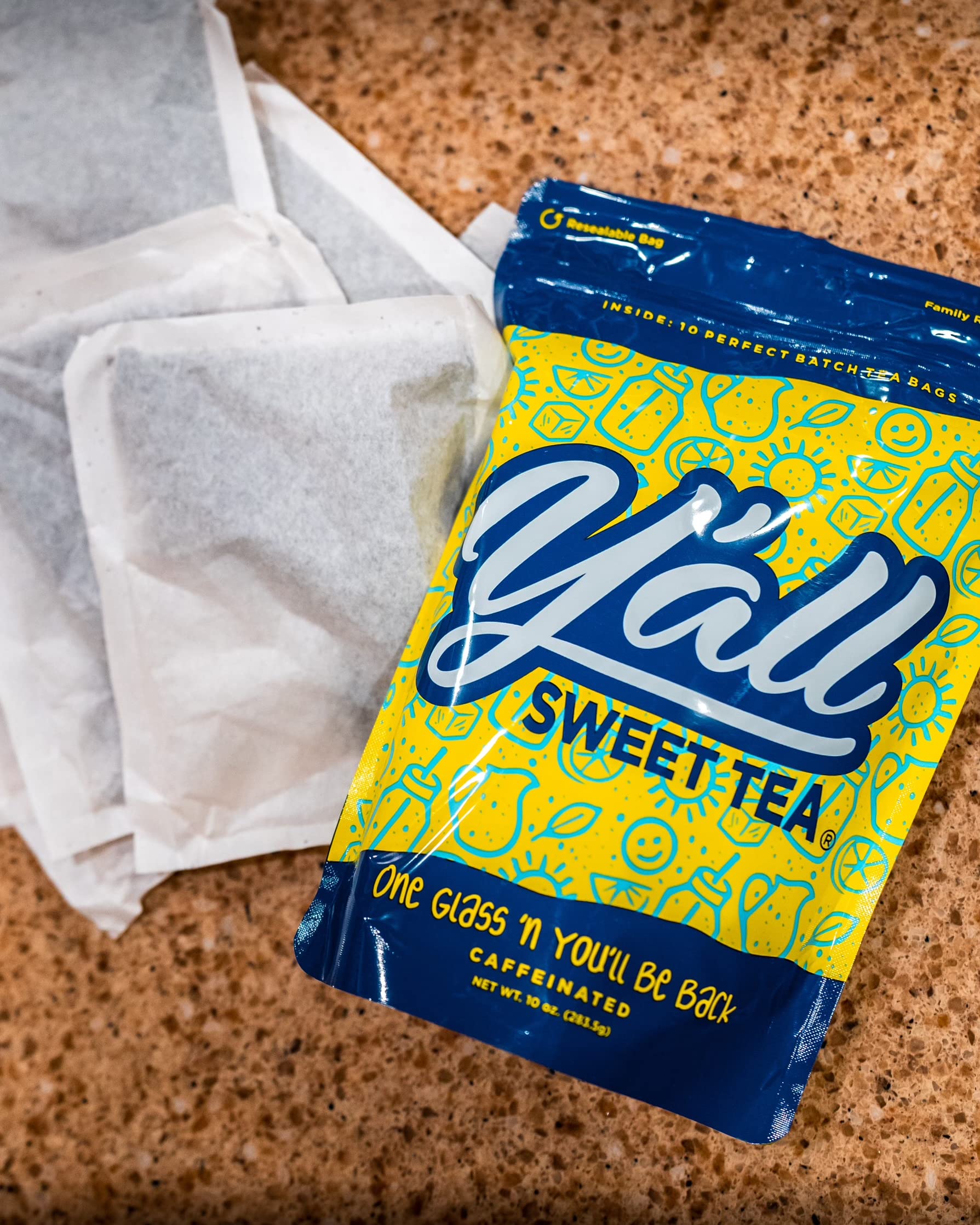 Y'all Sweet Tea - Pack of 10 Perfect Batch Tea Bags - One Gallon Size (Caffeinated)