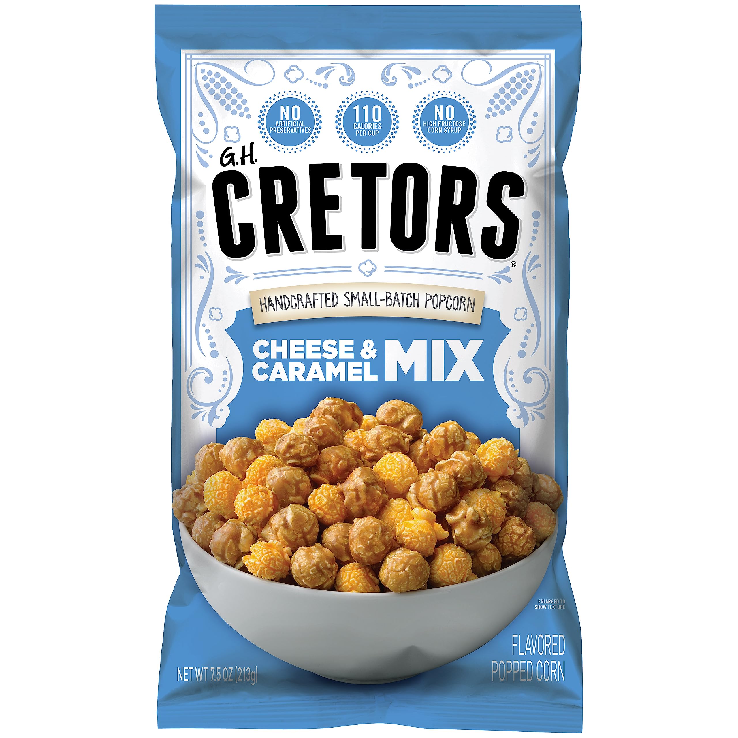 G.H. Cretors’ Gourmet Caramel Corn Popcorn – Irresistible Cheese & Rich Caramel Flavor in Convenient Individual Bags, 7.5 Oz (6 Pack)