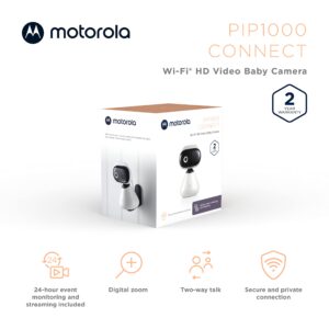 Motorola Baby Monitor Camera PIP1000 - WiFi Video Camera with HD 1080p - Connects to Smart Phone App with Private Connection, Two-Way Audio, Digital Zoom, Room Temp, Lullabies, Night Vision