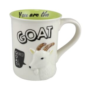 enesco our name is mud you are the goat sculpted coffee mug, 16 ounce, multicolor