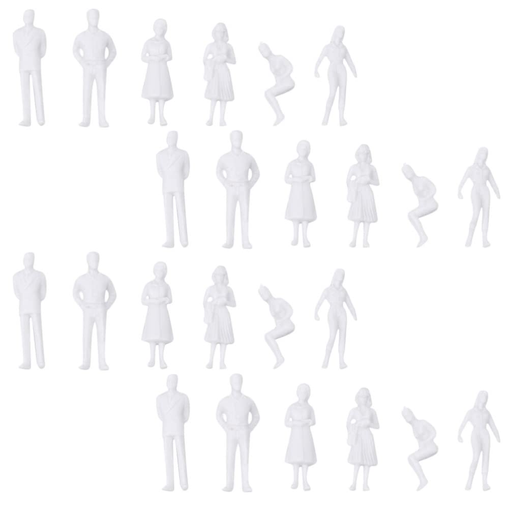 Painted People Figures Plastic Lifelike Models White Miniature Figurine People Scale Models 50pcs Different