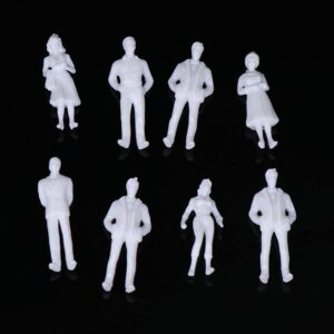 Painted People Figures Plastic Lifelike Models White Miniature Figurine People Scale Models 50pcs Different