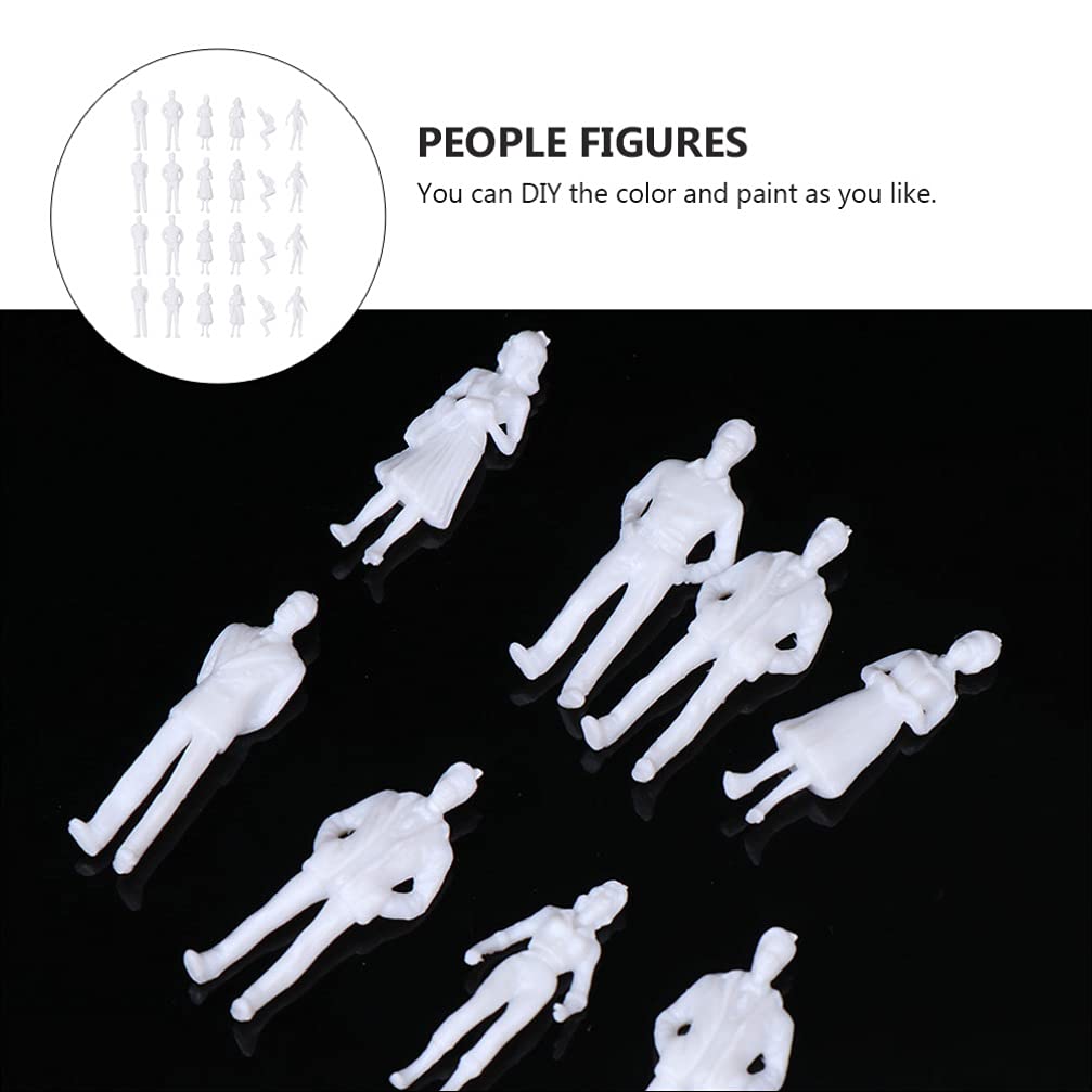 Painted People Figures Plastic Lifelike Models White Miniature Figurine People Scale Models 50pcs Different