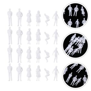 Painted People Figures Plastic Lifelike Models White Miniature Figurine People Scale Models 50pcs Different