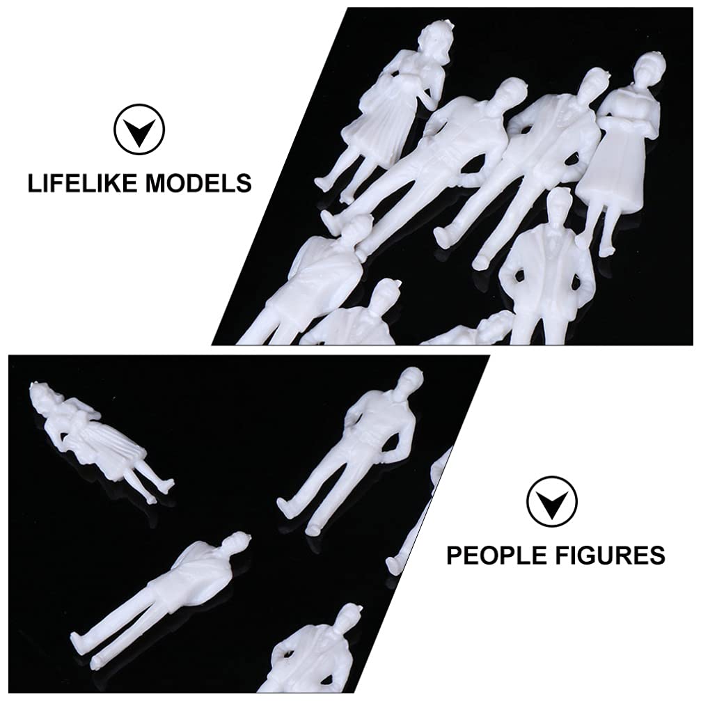 Painted People Figures Plastic Lifelike Models White Miniature Figurine People Scale Models 50pcs Different