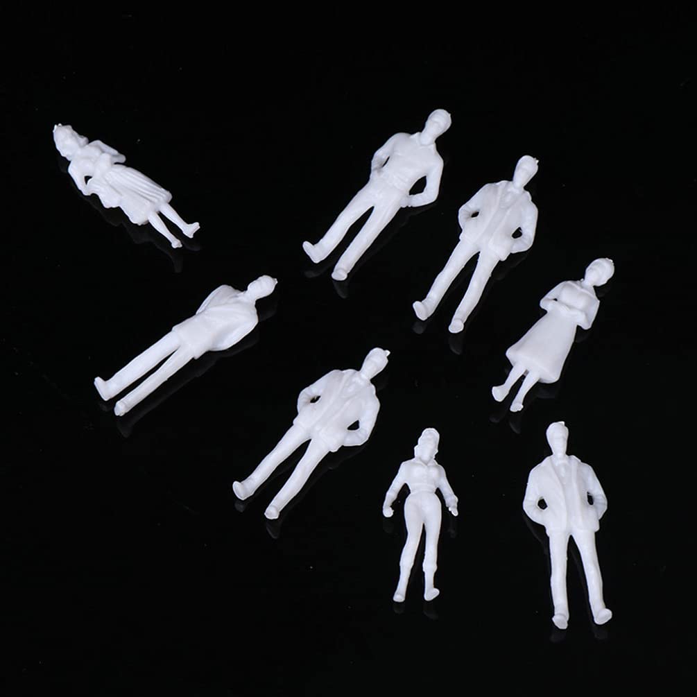 Painted People Figures Plastic Lifelike Models White Miniature Figurine People Scale Models 50pcs Different