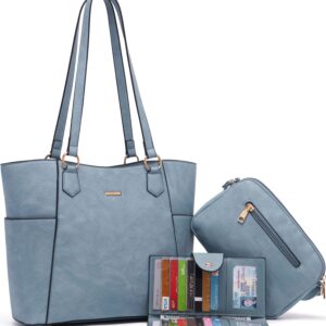 Tote Handbags for Women Purse and Wallet Set Large Shoulder Bags Crossbody Purses Satchel Light Blue