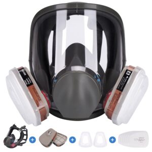 wytcyic reusable full face respirator, gas cover organic vapor mask and anti-fog,dust-proof face cover, for painting, mechanical polishing, logging, welding and other work protection