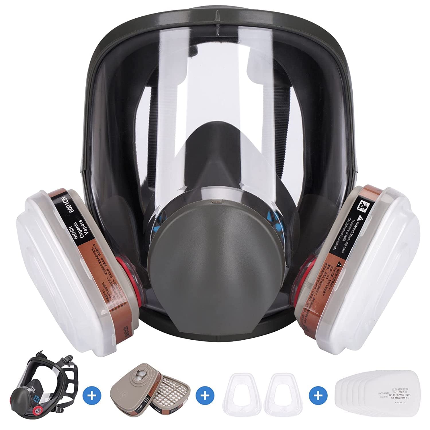 Wytcyic Reusable Full Face Respirator, Gas Cover Organic Vapor Mask and Anti-fog,Dust-proof Face Cover, for Painting, Mechanical Polishing, Logging, Welding and Other Work Protection