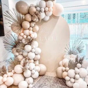 Fonder Mols Nude Balloon Garland Kit, 124pcs Double Stuffed Cream Peach Nude Balloons for For Gender Reveal Party, Birthday Party, Baby Shower, Bridal Shower, Girls' Party Decorations