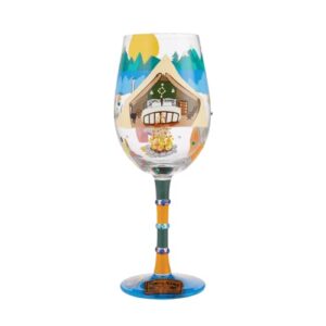 enesco designs by lolita glamping hand-painted artisan wine glass, 15 ounce, multicolor