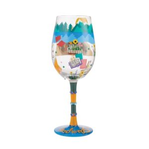 Enesco Designs by Lolita Glamping Hand-Painted Artisan Wine Glass, 15 Ounce, Multicolor