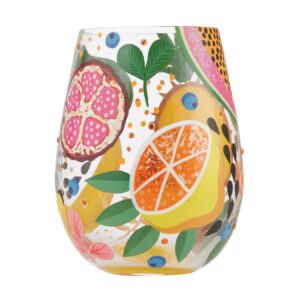 enesco lolita tropical fruit stemless glass, 4.53-inch height, multicolor