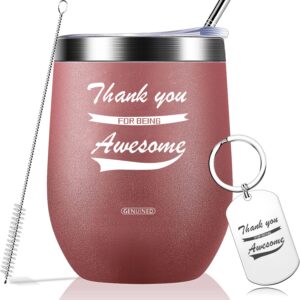 genuined thank you gifts | birthday gifts for women | thank you for being awesome | employee appreciation gifts | 12 oz stainless steel insulated tumbler with straw