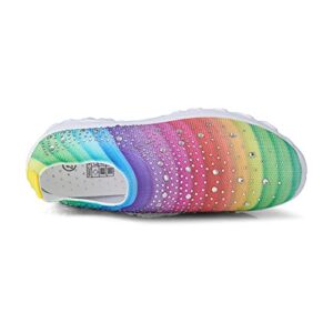 Women's Crystal Breathable Orthopedic Slip On Walking Shoes, Rhinestone Glitter,Ultra-Light Breathable. (9US, Rainbow)