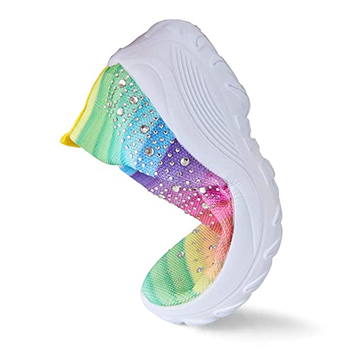 Women's Crystal Breathable Orthopedic Slip On Walking Shoes, Rhinestone Glitter,Ultra-Light Breathable. (9US, Rainbow)