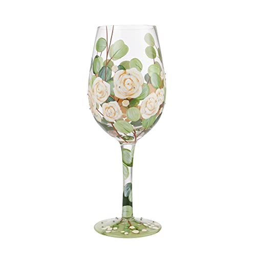 Enesco Designs by Lolita Bouquet in Bloom Floral Hand-Painted Artisan Wine Glass, 15 Ounce, Multicolor