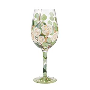 Enesco Designs by Lolita Bouquet in Bloom Floral Hand-Painted Artisan Wine Glass, 15 Ounce, Multicolor