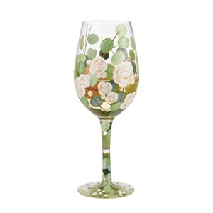 Enesco Designs by Lolita Bouquet in Bloom Floral Hand-Painted Artisan Wine Glass, 15 Ounce, Multicolor