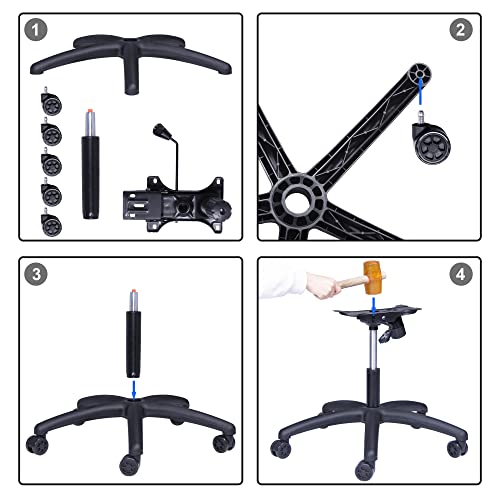 Yoogu 28inch 350lbs Heavy Duty Gaming Office Chair Replacement Base Swivel Chair Base with Bottom Plate Stand Cylinder and Casters