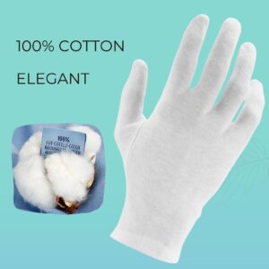 ANSMIO 2 Pairs Cotton Gloves, White Gloves for Dry Hands, Cotton Gloves for Sleeping, Moisturizing Night Gloves, White Gloves 100% Cotton, Size S (2 Pairs)