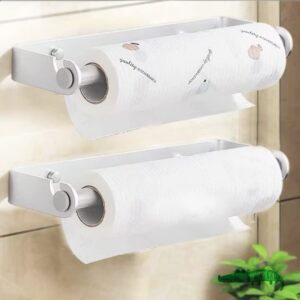 THE HAPPY CROCO I Paper Towel Holder, Three Mount Options: Adhesive and Screw. Can be Mounted on The Wall or Under The Cabinet. Comfortable Hanging roll Paper Holder. (Silver)