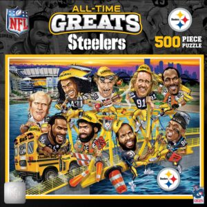 baby fanatic masterpieces 500 piece sports jigsaw puzzle for adults - nfl pittsburgh steelers all-time greats - 15x21