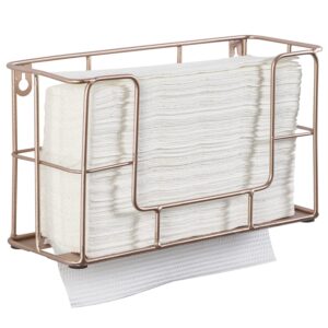 mygift wall mountable copper tone metal wire dispenser for z-fold, c-fold and trifold paper towels, tabletop or hanging folded disposable hand towel tray holder rack