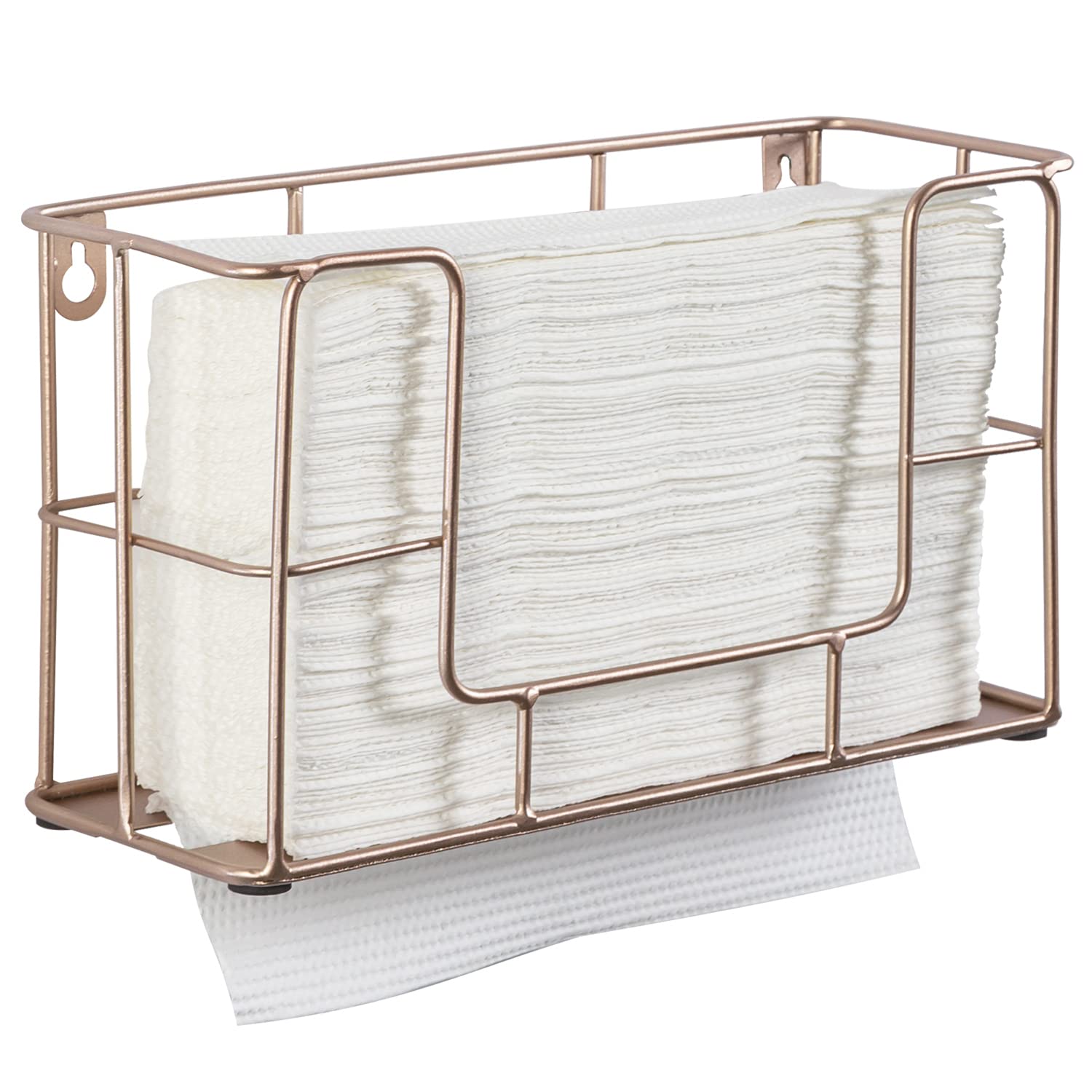 MyGift Wall Mountable Copper Tone Metal Wire Dispenser for Z-Fold, C-Fold and Trifold Paper Towels, Tabletop or Hanging Folded Disposable Hand Towel Tray Holder Rack