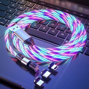 light up phone charger with changeable rotating magnetic tips (6.6 feet / 2 meters, multicolored)