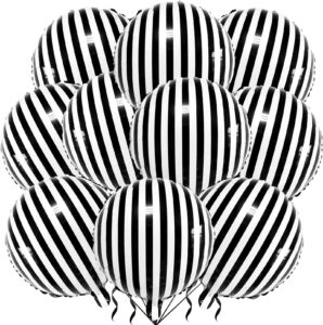 12 pack 18 inch striped balloons helium foil mylar black and white striped balloons for black&white themed birthday baby shower ceremonies holiday parties decorations supplies
