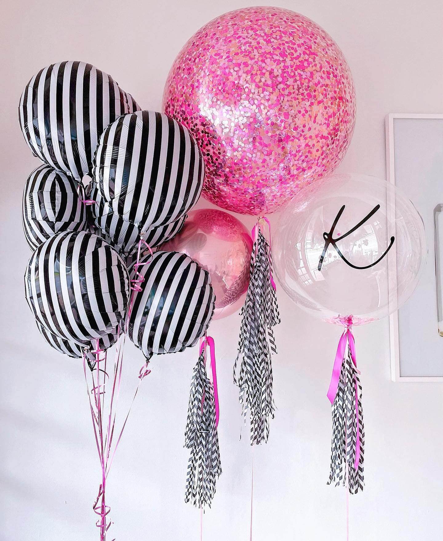 12 Pack 18 Inch Striped Balloons Helium Foil Mylar Black and White Striped Balloons for Black&White Themed Birthday Baby Shower Ceremonies Holiday Parties Decorations Supplies