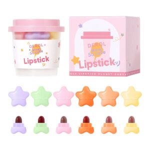 6-color mini matte color star capsule lipstick set. mini long lasting non stick cups .velvet portable star candy colour capsule lipstick set. suitable for all kinds of occasions, pink