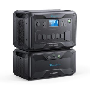 bluetti portable power station ac300 & b300, 3072wh solar generator lifepo4 power station w/ 7 3000w ac outlets (6000w peak), work with alexa, modular home battery backup for emergency, vanlife